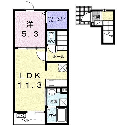 広島市佐伯区利松のアパートの間取り