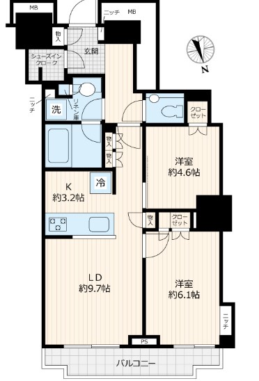 新宿区富久町のマンションの間取り