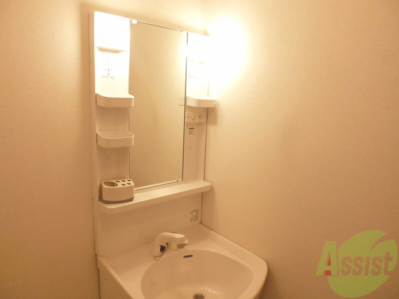 洗面設備　朝の身支度時短に一役買いますシャンドレ付き。若い方に特に人気