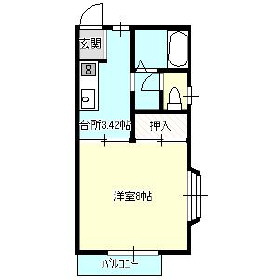 盛岡市西仙北のアパートの間取り