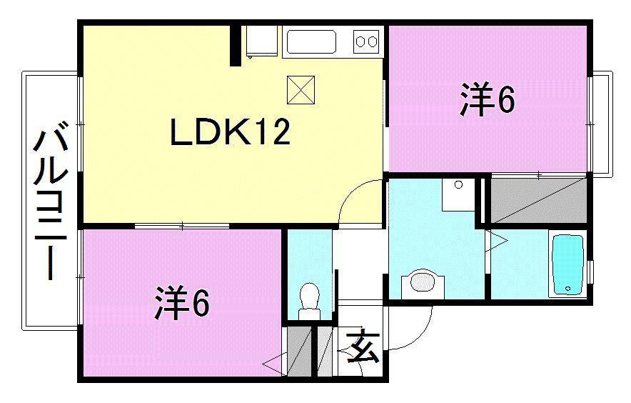 松山市姫原のアパートの間取り