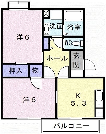 桑名市星見ヶ丘のアパートの間取り