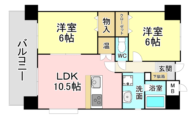 北九州市小倉南区徳力のマンションの間取り