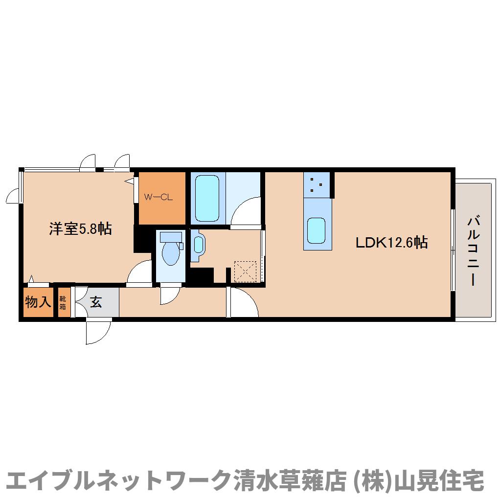 静岡市駿河区中吉田のマンションの間取り