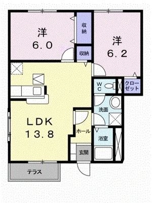 大洲市柚木のアパートの間取り