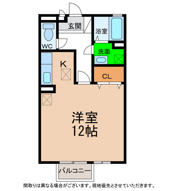 徳島県阿南市那賀川町上福井南川渕の賃貸アパートの間取り