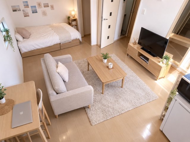 居室・リビング　画像中の家具はAIにより配置加工しているため、付属しません