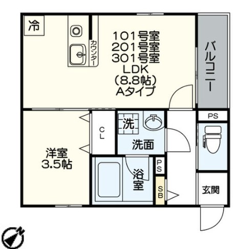 ジュネス内浜町の間取り写真