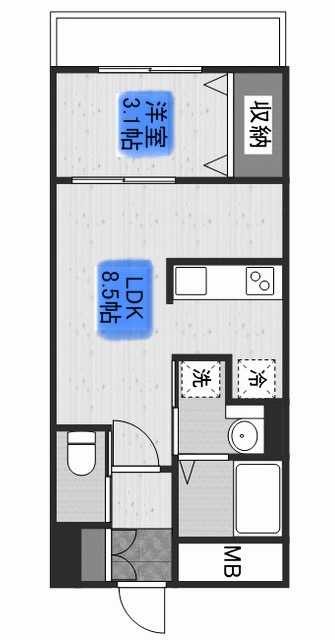 福山市三吉町南のアパートの間取り