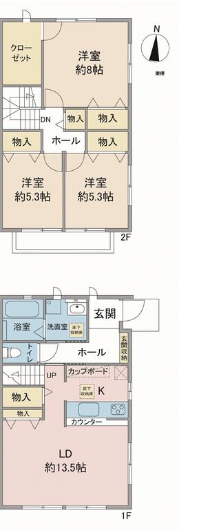 たけくまメゾネット東棟の間取り写真