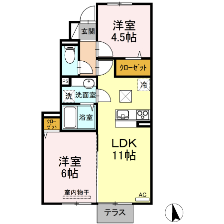 倉敷市児島味野のアパートの間取り