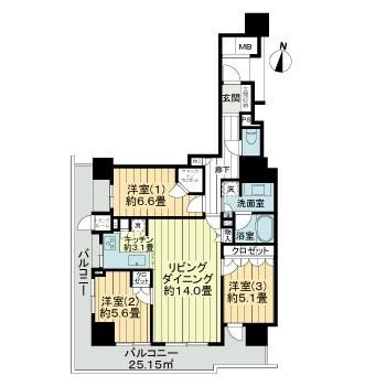 ザ・ライオンズ定禅寺タワーの間取り