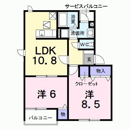 甲斐市牛句のアパートの間取り