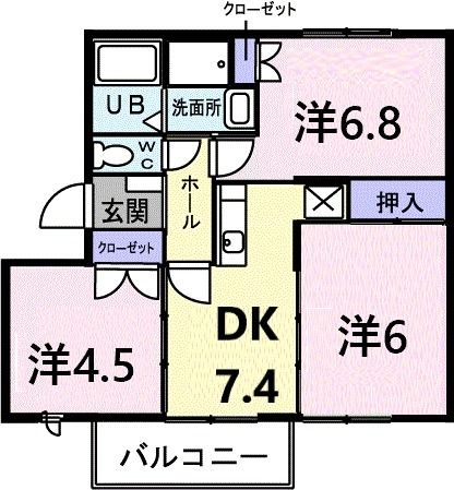 鈴鹿市岸岡町のアパートの間取り