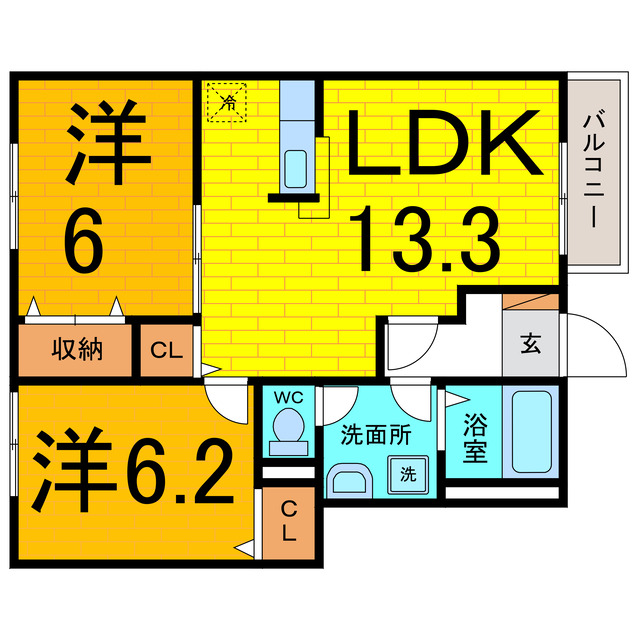 鳴門市鳴門町高島のアパートの間取り