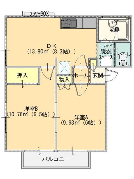 邑楽郡大泉町朝日のアパートの間取り