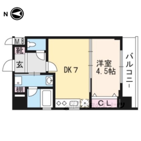 京都市下京区西七条北月読町のマンションの間取り