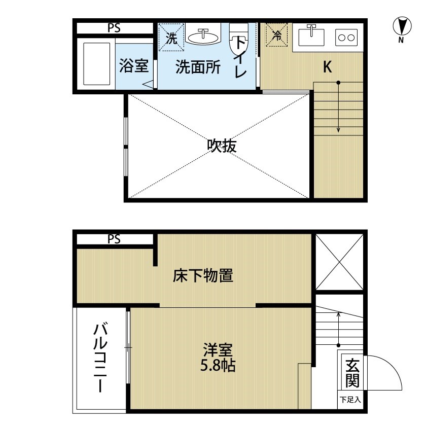 名古屋市天白区福池のアパートの間取り