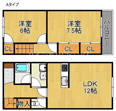 泉南市信達市場のアパートの間取り