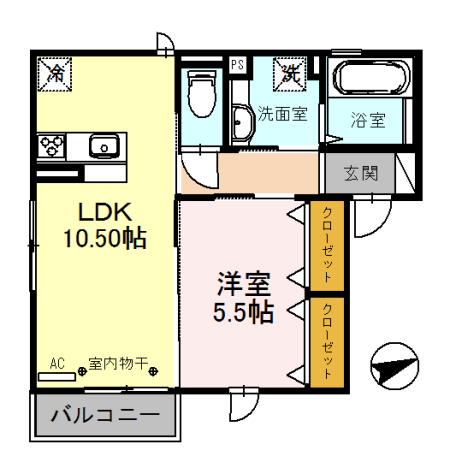 茨木市上穂積のアパートの間取り