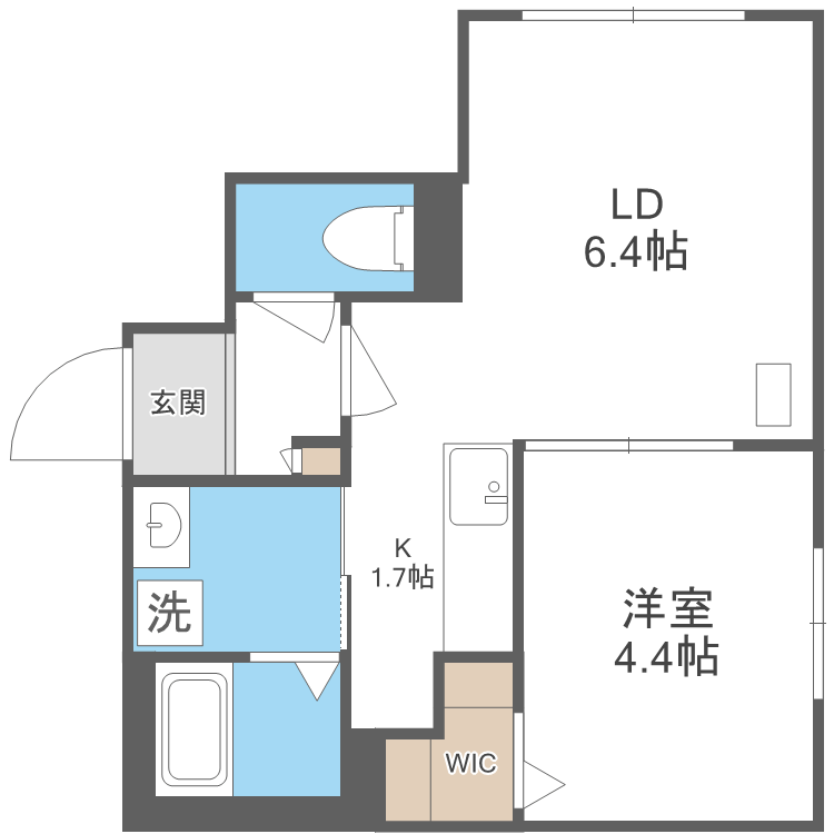 札幌市豊平区美園四条のマンションの間取り