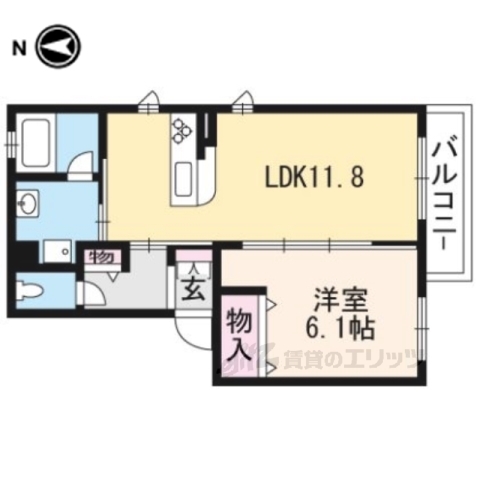 京都市山科区厨子奥矢倉町のアパートの間取り