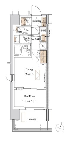 大田区仲池上のマンションの間取り