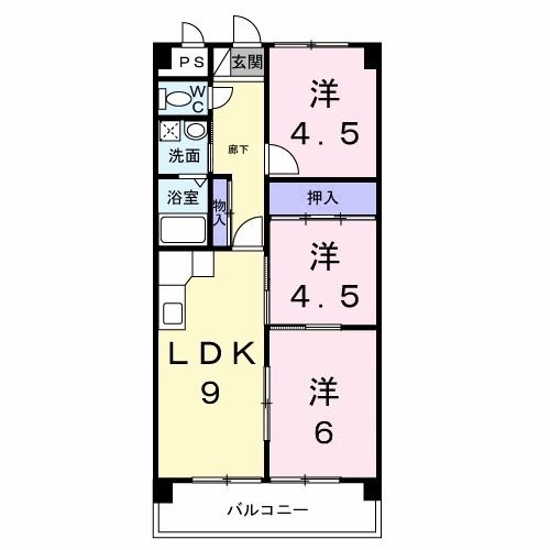 日野市旭が丘のマンションの間取り