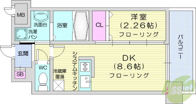 アルティザ仙台花京院の間取り