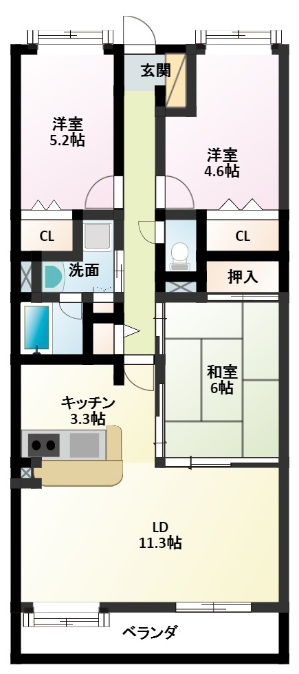 エンゼルハイム高槻松が丘の間取り