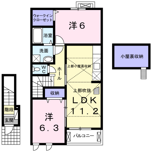 境港市上道町のアパートの間取り