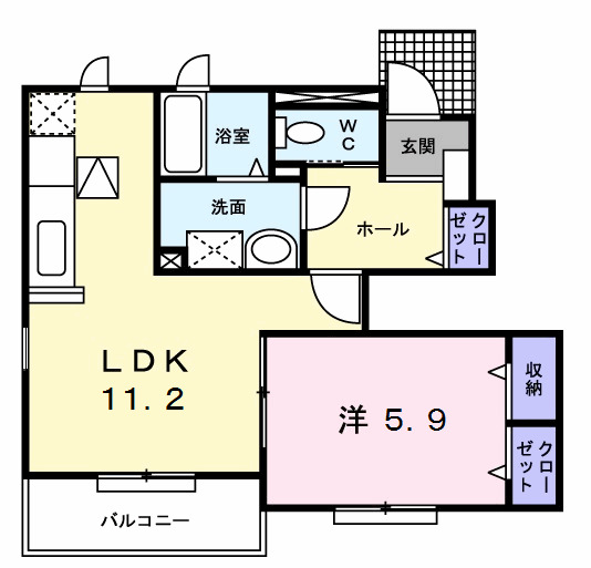 北九州市小倉南区葛原本町のアパートの間取り