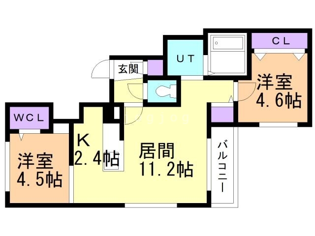 札幌市中央区南十九条西のマンションの間取り