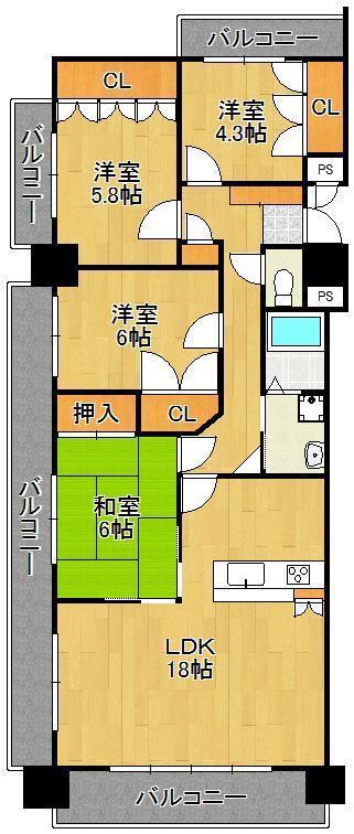 シャトレ大手町Ｓ棟の間取り