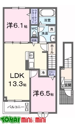 伊勢市小俣町元町のアパートの間取り