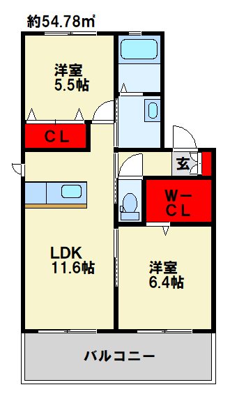 サンアベニュー葛原IIの間取り