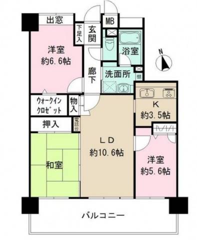 廿日市市阿品のマンションの間取り