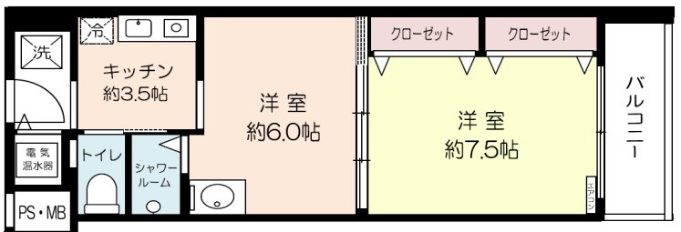 【芦屋市南宮町のマンションの間取り】