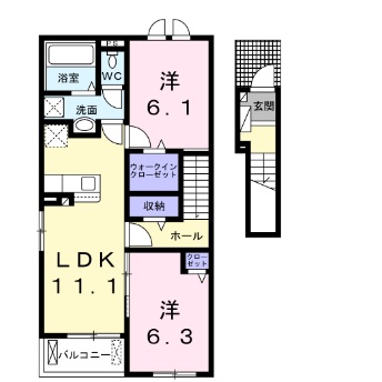 新居浜市萩生のアパートの間取り