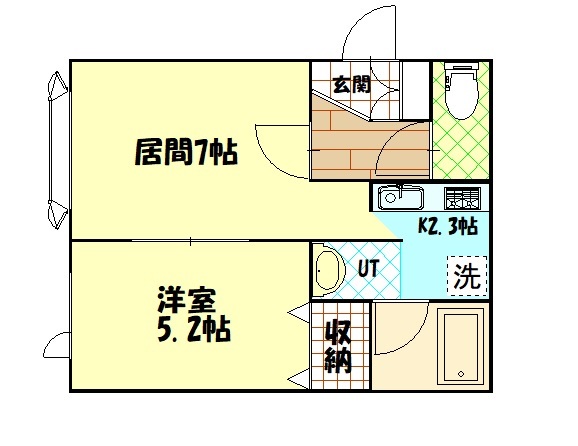 旭川市緑が丘二条のアパートの間取り