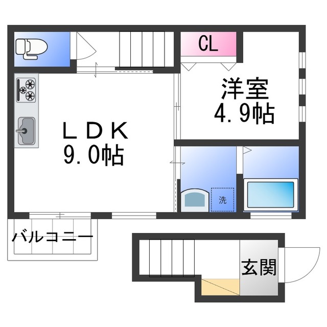 和歌山市上町のアパートの間取り