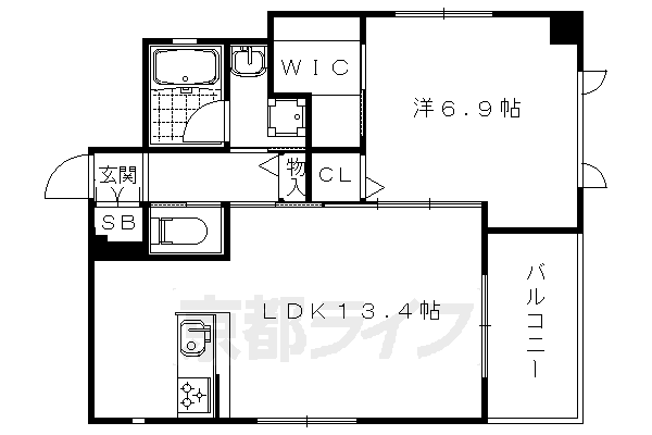 京都市右京区山ノ内五反田町のマンションの間取り