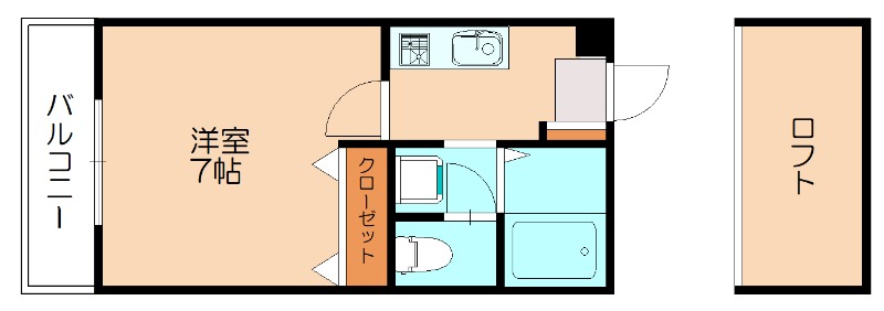 糟屋郡粕屋町内橋東のアパートの間取り