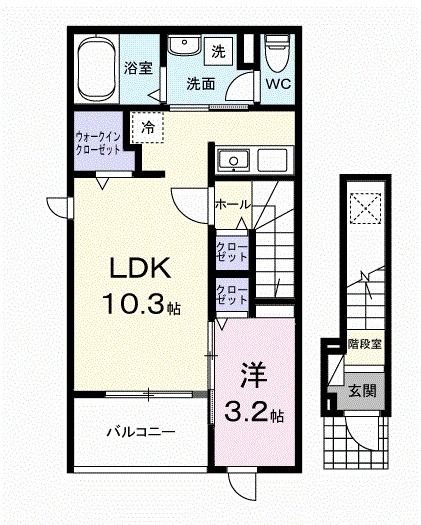 佐久市猿久保のアパートの間取り