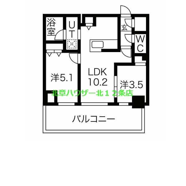 札幌市北区北十七条西のマンションの間取り