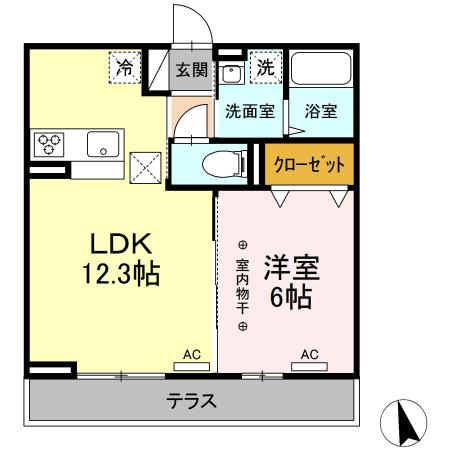 【仙台市若林区大和町のアパートの間取り】