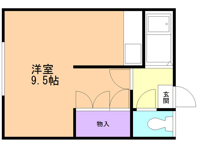 函館市白鳥町のアパートの間取り