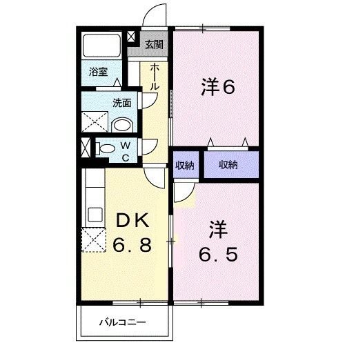 笠間市赤坂のアパートの間取り