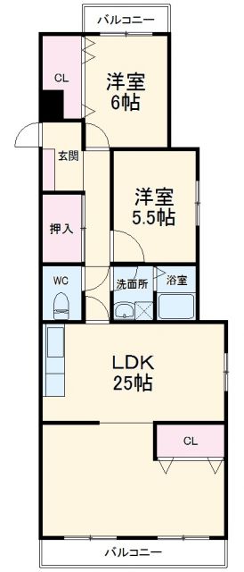 名古屋市千種区鹿子町のマンションの間取り