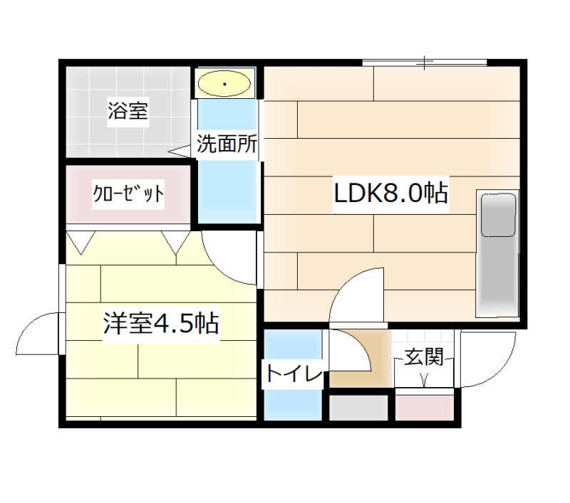 【江別市八条のアパートの間取り】